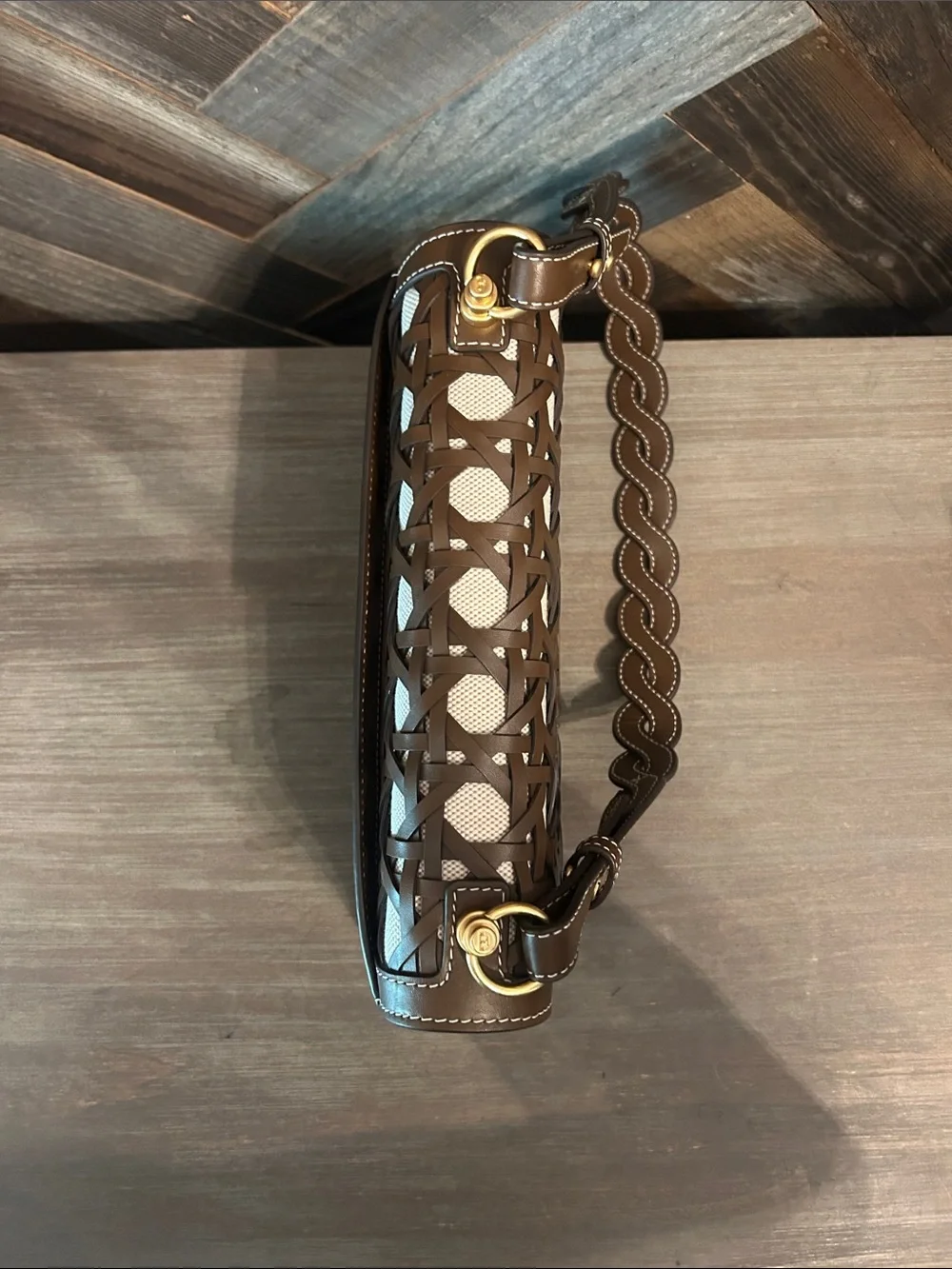 Tory Burch Miller Basketweave Flap Shoulder Bag